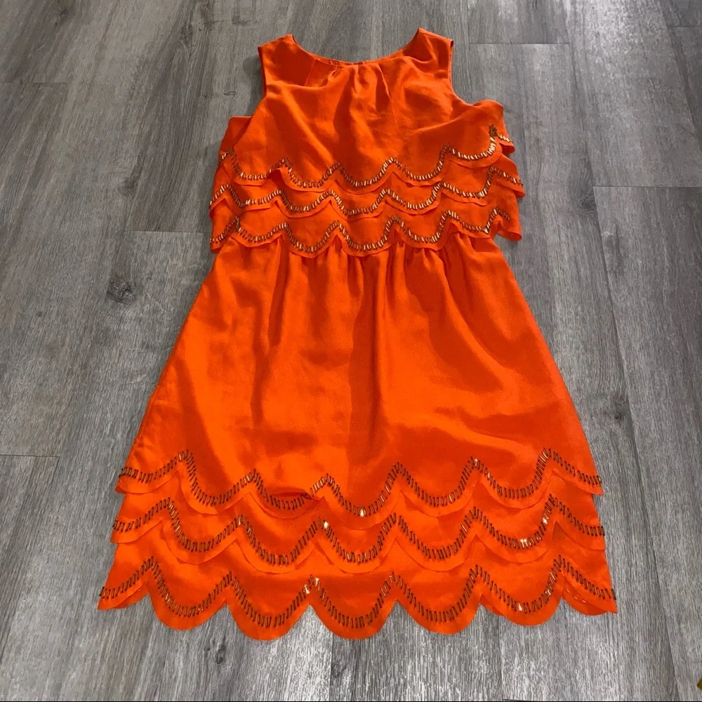 Ted Baker Orange and gold beaded dress